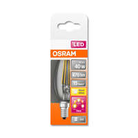  OSRAM Star+ 3 fokozatban dimmelhető LED gyertya, üveg búra, 4W 470lm 2700K E14, átlagos élettartam: 20000 óra, fényszín: meleg fehér LED STAR+ 3STEP DIM CL B 40 FIL 4W 2700K E14 ( 4058075434462 )