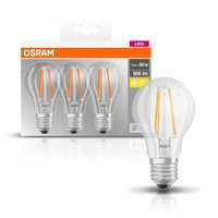  OSRAM Base LED körte, átlátszó üveg búra, 7W 806lm 2700K E27 − 3 db-os szett, átlagos élettartam: 10000 óra, fényszín: meleg fehér LED BASE CL A 60 FIL 7W 2700K E27 x3 ( 4058075819290 )