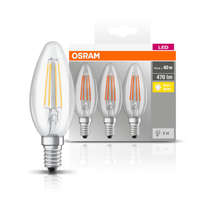  OSRAM Base LED gyertya, átlátszó üveg búra, 4W 470lm 2700K E14 − 3 db-os szett, átlagos élettartam: 10000 óra, fényszín: meleg fehér LED BASE CL B 40 FIL 4W 2700K E14 x3 ( 4058075819313 )