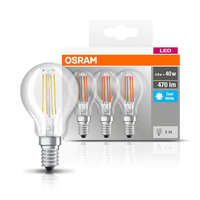  OSRAM Base LED kisgömb, átlátszó üveg búra, 4W 470lm 4000K E14 − 3 db-os szett, átlagos élettartam: 10000 óra, fényszín: hideg fehér LED BASE CL P 40 FIL 4W 4000K E14 x3 ( 4058075819733 )