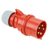  PCE, 025-6, ipari csatlakozó lengő dugvilla egyenes 5P (3P+N+F) 32A 6h, 400V 50/60 Hz, IP44, Dfh-324, piros, csavaros csatlakozás, Shark (PCE 025-6)