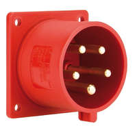  PCE, 625-6, ipari csatlakozó beépíthető dugvilla egyenes 5P (3P+N+F) 32A 6h, 400V 50/60 Hz, IP44, Dfb-234, piros, csavaros csatlakozás (PCE 625-6)