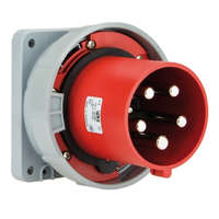  PCE, 644-6, ipari csatlakozó beépíthető dugvilla egyenes 4P (3P+F) 125A 6h, 400V 50/60 Hz, IP67, Dfb-1253, piros, csavaros csatlakozás (PCE 644-6)