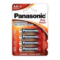  Panasonic Pro Power 1,5 V LR6 ( AA ) alkáli, tartós ceruza elem, nagy energiaigényű készülékekhez. 4 db / csomag ( ADVANCED LR6PPG4BP )