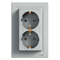 Schneider Electric Schneider Electric Asfora EPH9900161 földelt csatlakozóaljzat (dugalj), 2x2P+F, aluminium burkolattal, kerettel, süllyesztett, 16A 250V ( EPH9900161 ).