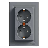 Schneider Electric Schneider Electric Asfora EPH9900162 földelt csatlakozóaljzat (dugalj), 2x2P+F, acél burkolattal, kerettel, süllyesztett, 16A 250V ( EPH9900162 ).