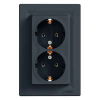 Schneider Electric Schneider Electric Asfora EPH9900171 földelt csatlakozóaljzat (dugalj), 2x2P+F, antracit burkolattal, kerettel, süllyesztett, 16A 250V ( EPH9900171 ).