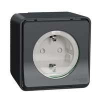 Schneider Electric Schneider Electric Mureva Styl MUR36034 IP55 vízmentes földelt csatlakozóaljzat (dugalj) gyermekvédelemmel, csapófedéllel, 2P+F, antracitszürke színben, komplett szerelvény, falon kívül, vízmentes (IP55) 16A 250 ( MUR36034 ).