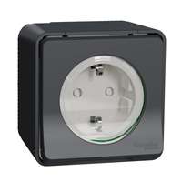 Schneider Electric Schneider Electric Mureva Styl MUR36731 IP55 vízmentes földelt csatlakozóaljzat (dugalj) gyermekvédelemmel, csapófedéllel, 2P+F, antracitszürke színben, komplett szerelvény, falon kívül, vízmentes (IP55) 16A 250 ( MUR36731 ).
