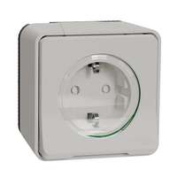 Schneider Electric Schneider Electric Mureva Styl MUR39034 IP55 vízmentes földelt csatlakozóaljzat (dugalj) gyermekvédelemmel, csapófedéllel, 2P+F, polárfehér színben, komplett szerelvény, falon kívül, vízmentes (IP55) 16A 250 ( MUR39034 ).