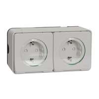 Schneider Electric Schneider Electric Mureva Styl MUR39035 IP55 vízmentes földelt dupla csatlakozóaljzat (dugalj) gyermekvédelemmel, csapófedélell, 2x2P+F, polárfehér színben, komplett szerelvény, falon kívül, vízmentes (IP55) 16A 250 ( MUR39035 ).