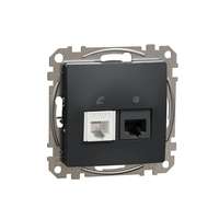 Schneider Electric Schneider Electric SDD114468 kombinált csatlakozóaljzat 1xRJ45 + 1xRJ11 (informatikai UTP cat6 + telefon) antracit burkolattal, keret nélkül, csavaros bekötés (Sedna Design / Elements)