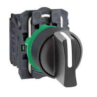 Schneider Electric Schneider XB5AD41 komplett választókapcsoló 2 allású, rugós visszatérítés balra, fekete fogantyú 1 záró érintkező (Harmony XB5AD41)