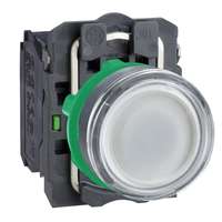 Schneider Electric Schneider XB5AW31B5 komplett világító nyomógomb beépített LED-del fehér, 24V AC/DC 1 záró + 1 nyitó érintkező (Harmony XB5AW31B5)