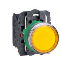 Schneider Electric Schneider XB5AW35B5 komplett világító nyomógomb beépített led-del sárga, 24V AC/DC 1 záró + 1 nyitó érintkező (Harmony XB5AW35B5)