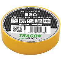 Tracon Electric Tracon, S20, szigetelőszalag, sárga, 20 m x 18 mm, PVC, 0-90°C Tracon (S20)