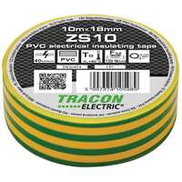Tracon Electric Tracon, ZS10, szigetelőszalag, zöld-sárga, 10 m x 18 mm, PVC, 0-90°C Tracon (ZS10)