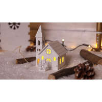 Tracon Tracon CHRC1WW LED karácsonyi templom,fa,fehér,elemes Timer 6+18h, 1LED, 3000K, 1xCR2032 ( CHRC1WW )