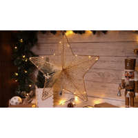 Tracon Tracon CHRHS20WW LED karácsonyi csillag,arany,fém,elemes Timer 6+18h, 20LED, 3000K, 2xAA ( CHRHS20WW )