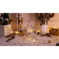 Tracon Electric Tracon CHRSTG20GWW LED karácsonyi csillag, arany,fém, elemes Timer 6+18h, 20LED, meleg fehér ( 3000K ) színhőmérséklettel, 2xAA ( CHRSTG20GWW )