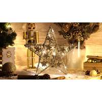 Tracon Electric Tracon CHRSTGS14GWW LED karácsonyi csillag, arany,fém, elemes Timer 6+18h, 14LED, meleg fehér ( 3000K ) színhőmérséklettel, 2xAA ( CHRSTGS14GWW )