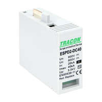 Tracon Tracon ESPD2-DC40-600VO T2 DC típusú V túlfeszültség levezető betét 600V Ucpv: 800V, In:20kA, Imax:40kA, Up:2,6kV, Var