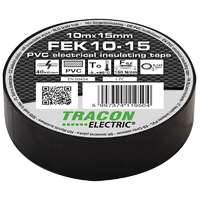 Tracon Electric Tracon FEK10-15, Szigetelőszalag, fekete 10m×15mm, PVC, 0-90°C, 40kV/mm