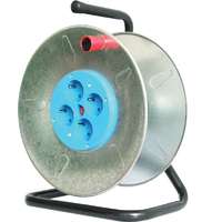 Tracon Electric Tracon KD-DOB, Üres fém kábeldob, hőkioldóval 4×SCHUKO, IP20, max: 50 m, H05VV-F