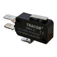 Tracon Tracon KW3-11 Helyzetkapcsoló, mikro, rugószáras 1×CO 10(3)A/230V, 15mm, 6,3x0,8 mm, IP00
