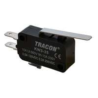 Tracon Tracon KW3-35 Helyzetkapcsoló, mikro, rugószáras 1×CO 10(3)A/230V, 28mm, 4,8x0,8 mm, IP00