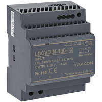 Tracon Tracon LDCVDIN-100-12 DIN sínre szerelhető tápegységszabályozható DC kimenettel 100-200VAC,3A/DC12V,7,1A/85,2W