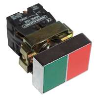 Tracon Electric Tracon NYKK8325T Tokozott kettős BE-KI nyomógomb, fémalap, zöld+piros 1×NC+1×NO, 3A/400V AC, IP44