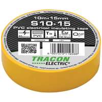 Tracon Electric Tracon S10-15, Szigetelőszalag, sárga 10m×15mm, PVC, 0-90°C, 40kV/mm