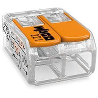 Wago Wago 221-412 vezeték összekötő 2 x 0,2-4mm2 -es tömör és sodrott vezetékhez, oldható, lapos kivitel , átlátszó házban, WAGO ( 221-412 )