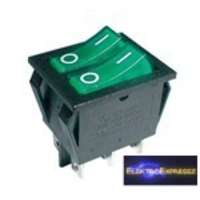 Billenő kapcsoló 2 (2pol./3pin) ON-OFF 250V/15A - áttetsző zöld