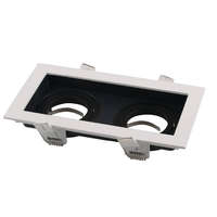 Optonica Beépíthető, négyzet alakú spot lámpatest, alumínium, 2*GU10-es foglalattal, fehér előlap-fekete belső, maximum 35W IP20