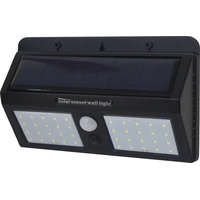Optonica LED napelemes fali lámpa, fekete ház; 1,5W; 6000K; IP54