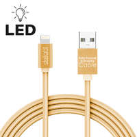 Delight 55442I-G iPhone „lightning”-USB adatkábel világító ledes csatlakozóval, arany