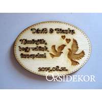 Köszönetajándék esküvői hűtőmágnes fából