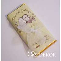 Köszönetajándék csoki madaras masnival átkötve