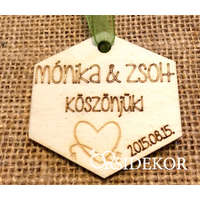 Köszönetajándék fa kulcstartó hexagon