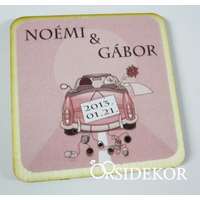 Köszönetajándék esküvői fényképes hűtőmágnes autós