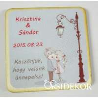 Köszönetajándék esküvői fényképes hűtőmágnes, 5x5cm