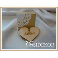 Vintage fa ültetőkártya és szalvétagyűrű