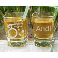 Lánybúcsú feles pohár gravírozva_gyűrűs motívummal