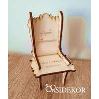 Kisszék köszönetajándék és ültetőkártya 2 az 1-ben