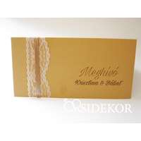 Esküvői meghívó csipkével és szalaggal