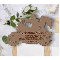 Motoros köszönetajándék fa hűtőmágnes