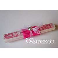 Pausz esküvői meghívó színes jutával, masnival és fém szívvel