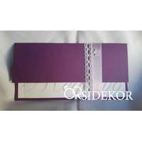 Különleges esküvői meghívó szalaggal, csipkével és gyönggyel